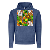 Vintage Denim St patricks  goat family with balloons seamless Vintage Hoodie - FaDigitalArtStudio