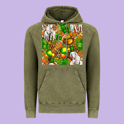 St Patricks  Goat Family With Balloons Seamless Vintage Hoodie Designed By Fadigitalartstudio