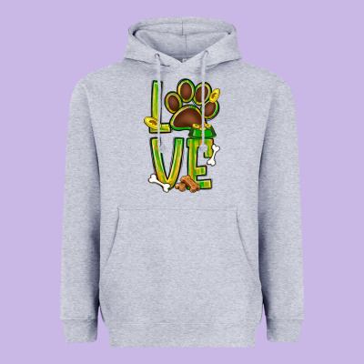 Tie Dye St. Patrick's Day Love Dog Paw Heavyweight Hoodie Designed By Bundleandbundleshop