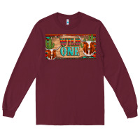 Burgundy texas longhorn wild one cactus licanse plate Long Sleeve Tee - Artiststas
