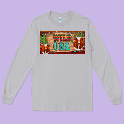 Texas Longhorn Wild One Cactus Licanse Plate Long Sleeve Tee Designed By Artiststas