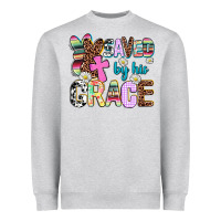 Heather Grey saved by his grace Heavyweight Sweatshirt - AdoDesignShop
