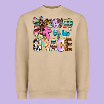 Saved By His Grace Heavyweight Sweatshirt Designed By Adodesignshop
