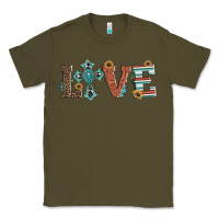 Army Green western love with cross Classic Tee - Artiststas