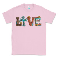 Bubblegum Pink western love with cross Classic Tee - Artiststas