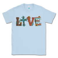 Dusty Blue western love with cross Classic Tee - Artiststas