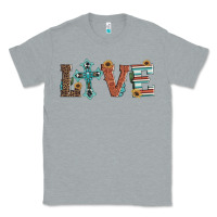Heather Grey western love with cross Classic Tee - Artiststas