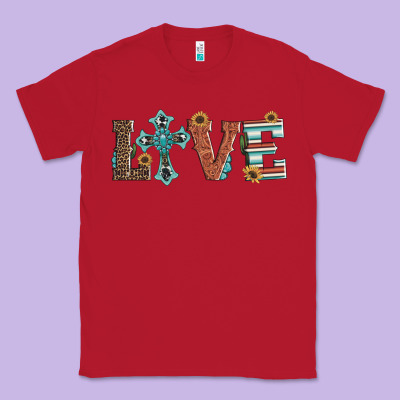 Western Love With Cross Classic Tee Designed By Artiststas