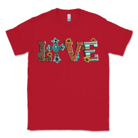 Red western love with cross Classic Tee - Artiststas