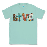 Seafoam western love with cross Classic Tee - Artiststas