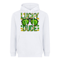 White Lucky Dude St Patricks Heavyweight Hoodie - BundleAndBundleShop