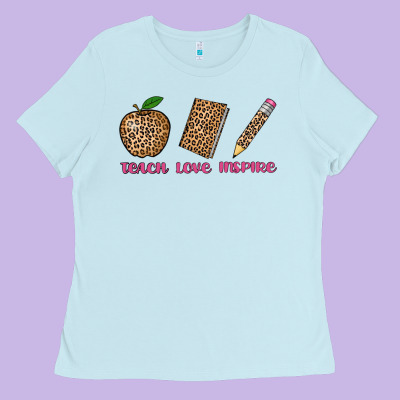 Teach Love Inspire Leopard Ladies Tee Designed By Adodesignshop