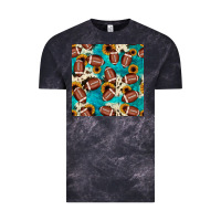 Football Turquoise Cowhide Sunflower Seamless Pattern Vintage Tee | Teevron