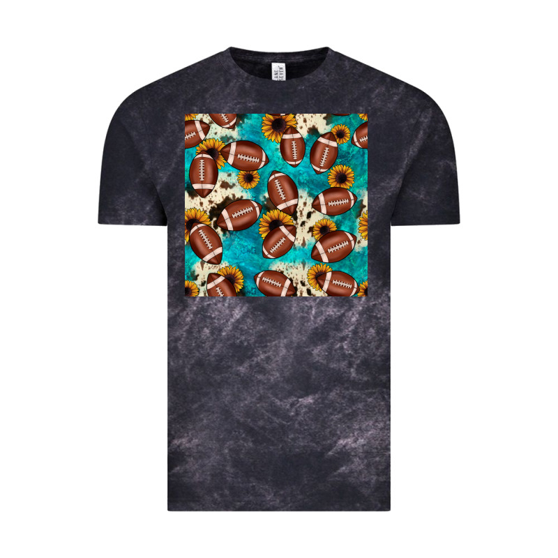 Football Turquoise Cowhide Sunflower Seamless Pattern Vintage Tee by JahusDesignShop | Teevron