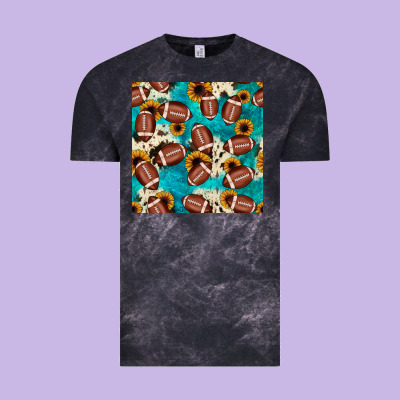 Football Turquoise Cowhide Sunflower Seamless Pattern Vintage Tee Designed By Jahusdesignshop