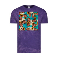 Cloud Purple football turquoise cowhide sunflower seamless pattern Vintage Tee - JahusDesignShop