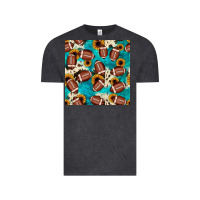Vintage Black football turquoise cowhide sunflower seamless pattern Vintage Tee - JahusDesignShop