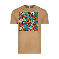 Vintage Camel football turquoise cowhide sunflower seamless pattern Vintage Tee - JahusDesignShop
