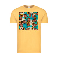 Vintage Mustard football turquoise cowhide sunflower seamless pattern Vintage Tee - JahusDesignShop