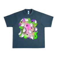 Midnight Navy ghost halloween patch Urban Heavy Tee - BundleAndBundleShop