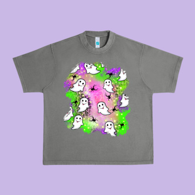 Ghost Halloween Patch Urban Heavy Tee Designed By Bundleandbundleshop