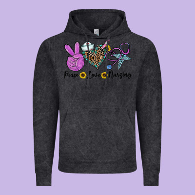 Peace Love Nursing Vintage Hoodie Designed By Cowhidedigitalart