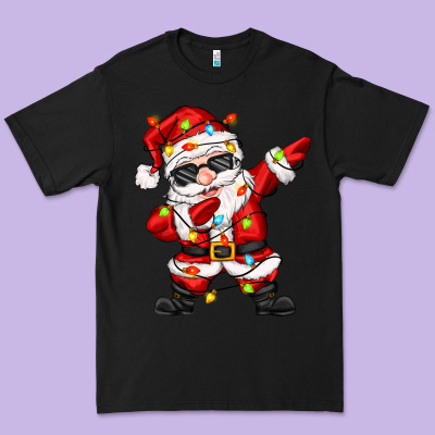 Dabbing Santa With Christmas Lights Premium Tee Designed By Zillion Design Studio