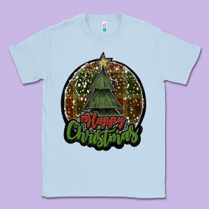 Happy Christmas Black Classic Tee Designed By Jahusdesignshop