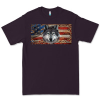 Plum Wolf with american flag and leopard Premium Tee - RanaPortraitStore