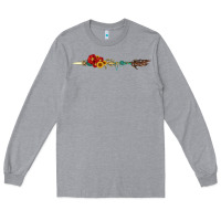 Heather Grey flowers and arrow with gemstone Long Sleeve Tee - Artiststas
