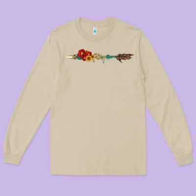 Flowers And Arrow With Gemstone Long Sleeve Tee Designed By Artiststas