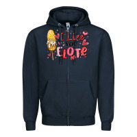 Navy i like you elote mexican valentines day Zipper Hoodie - MaliasSmallBusiness