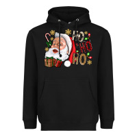 Black Santa Ho Ho Ho With Gift Box Heavyweight Hoodie - BundleAndBundleShop