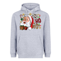Heather Grey Santa Ho Ho Ho With Gift Box Heavyweight Hoodie - BundleAndBundleShop
