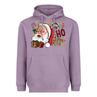 Lavender Santa Ho Ho Ho With Gift Box Heavyweight Hoodie - BundleAndBundleShop