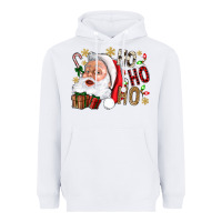 White Santa Ho Ho Ho With Gift Box Heavyweight Hoodie - BundleAndBundleShop
