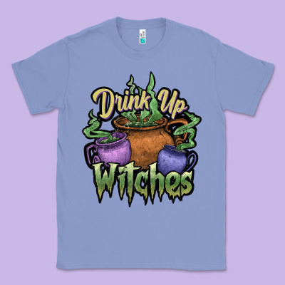Drink Up Witches White Classic Tee Designed By Jahusdesignshop