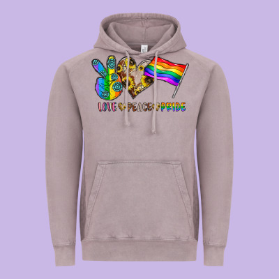 Peace Love Pride Vintage Hoodie Designed By Cowhidedigitalart