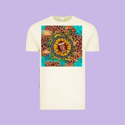 Football Leopard Turquoise Sunflower Seamless Pattern Vintage Tee Designed By Jahusdesignshop