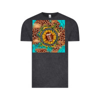 Vintage Black football leopard turquoise sunflower seamless pattern Vintage Tee - JahusDesignShop