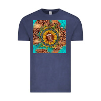 Vintage Denim football leopard turquoise sunflower seamless pattern Vintage Tee - JahusDesignShop