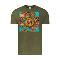 Vintage Olive football leopard turquoise sunflower seamless pattern Vintage Tee - JahusDesignShop