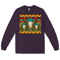 Plum bull skulls gemstones and cactus with leopard and aztec Long Sleeve Tee - Artiststas