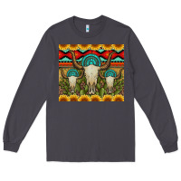 Smoke bull skulls gemstones and cactus with leopard and aztec Long Sleeve Tee - Artiststas