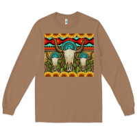 Toasted Coconut bull skulls gemstones and cactus with leopard and aztec Long Sleeve Tee - Artiststas