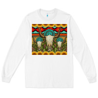 White bull skulls gemstones and cactus with leopard and aztec Long Sleeve Tee - Artiststas