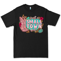 Black just a small town girl cowgirl boots Premium Tee - texasbilliewilder