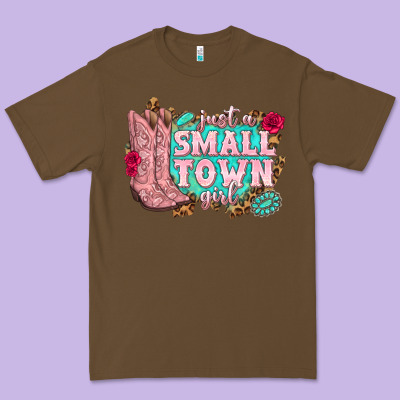 Just A Small Town Girl Cowgirl Boots Premium Tee Designed By Texasbilliewilder