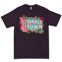 Plum just a small town girl cowgirl boots Premium Tee - texasbilliewilder