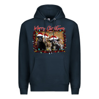 Navy Merry Christmas Cows Premium Hoodie - Bettercallsaul